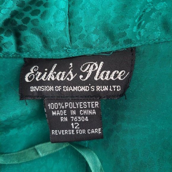 Vintage 80s 90s Erika's Place Green Dress - Picture 6 of 16